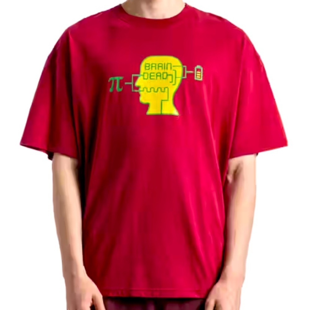 Brain dead low battery red tee shirt nwot logo classic streetwear spring